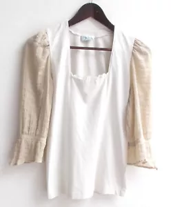 Damen Trachten Shirt weiß, Ärmel beige Gr. 36 v. Perry - Picture 1 of 2