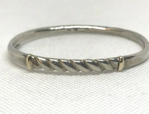 Understated Estate Sterling & 14K Gold Bangle Bracelet- Mixed Metals - Picture 1 of 6