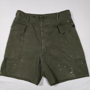 32/33 Vintage WW2 Army Military HBT Shorts Combat Field 13 Star Distressed Pants - Picture 1 of 9