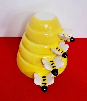 Juego de vasos medidores de colmena cerámica amarilla miel abeja nido apilable cocina para hornear Foto 1 de 4