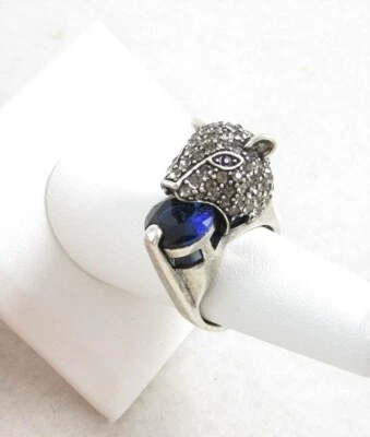 NUEVO Anillo de moda Jewelmint Panther con piedra azul oscuro, talla 7, ¡en muy buen estado! Foto 1 de 4