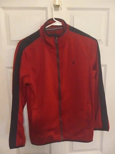 New NO Tags Nautica Boys Full Zip Sweatshirt Size L (14/16) Red W/Black - Picture 1 of 6