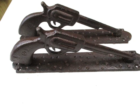 Vintage Pistol Door Pull, Handles, Cast Iron Revolver Door Pulls Cover