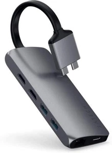 SATECHI Type-C Dual Multimedia Adapter Dual 4K HDMI USB-C Ethernet Micro/SD USB - Picture 1 of 6