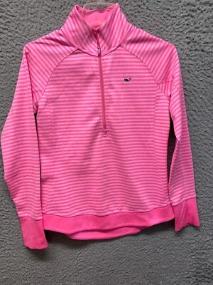 Chaqueta para mujer Vineyard Vines XS rosa a rayas 1/2 cremallera pulóver manga larga elástica Foto 1 de 4