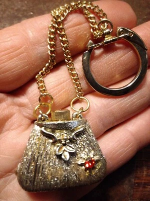 De Colección Tono Dorado Mini Cartera Bolso de Mano Dije Micro Atomizar Perfume Bisagras Llavero Gema Foto 1 de 4