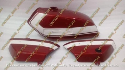 Suzuki TS125cc 1972 - 1974 Alloy Red Painted Fuel Petrol Tank with Side Panels - Image 1 of 4