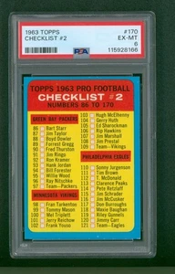 1963 Topps Football Card - #170 Checklist #2, PSA 6 EXMT - Picture 1 of 2