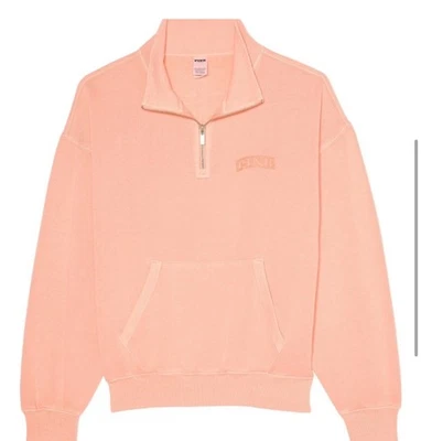 维多利亚的秘密粉色常春藤校园半拉链套衫橙色山珊瑚标志 L 🧡 — 第 1/4 张图片