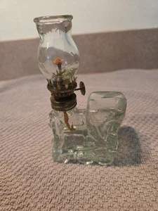 Vintage Miniatur Glas Zug Motor Öllampe 5" - Bild 1 von 7