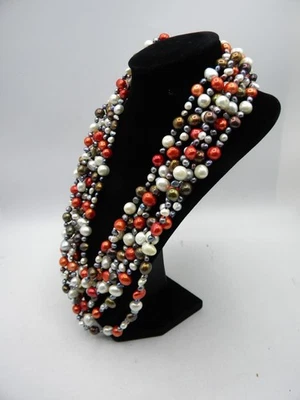 Multicolor Pearl Necklace CGI - 3 Strand  - Image 1 of 4