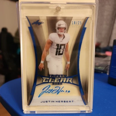 2020 Justin Herbert Leaf Trinity Clear Blue #CA-JH2 - RC Auto SSP #/25 - Image 1 of 2