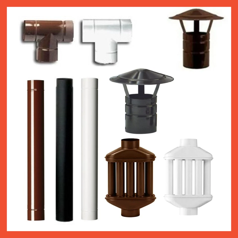 Tubo Stufa per Camino a Legna Canna Fumaria Porcellanati Nero Opaco Marrone B - Immagine 1 di 1