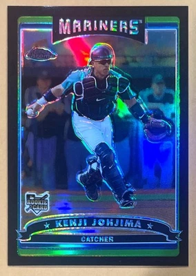 Tarjeta de novato 2006 Topps cromada Kenji Johjima refractor negro #d/549 Mariners  Foto 1 de 2
