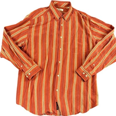 men's L orange striped Tommy Bahama   100% silk long sleeve button up excellent  - Image 1 of 4
