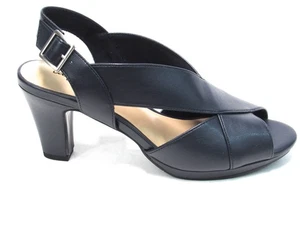 Easy Street Christy Slingback Peeptoe Dress Sandal (Women's) - Navy - Sz 8.5 WW - Picture 1 of 8