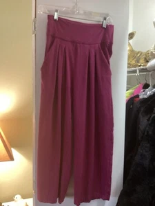 Free People Pink Pants Fuschia XS High Waist Pockets And Zipper Pleats Flowy - Picture 1 of 8