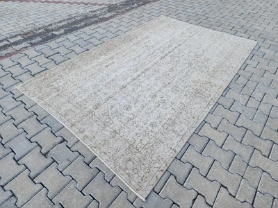 5x8 Oushak Rug Neutral, Beige Vintage Rug, Turkish Area Rug, Hand Knotted Rugs - Image 1 of 4