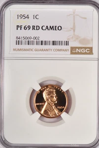 1954 Lincoln Wheat Cent Proof NGC PF 69 RD CAMEO PR69RD CAM TOP POP Coin 1C - Picture 1 of 2