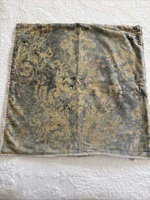 Pottery Barn Claudine Antique Printed Velvet Pillow Cover 24" Blue Beige NWOT - Image 1 of 4