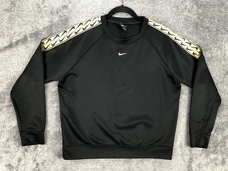 Nike Sudadera Mujer Mediana Negra Dorada Centro Swoosh Cuello Redondo BV3443-011 Foto 1 de 4