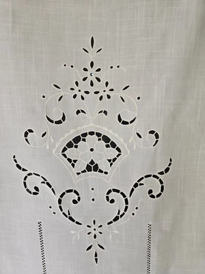 Tenda misto lino con ricamo a mano intaglio 60x150 cm tenda a pannello - Immagine 1 di 4