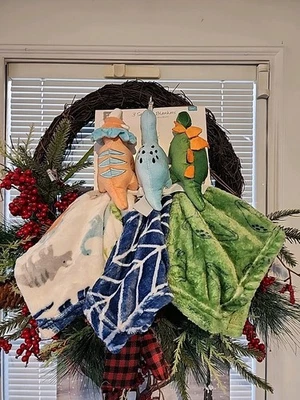 "Manta de seguridad suave amorosa cara animal trío Dino Hudson Baby 14"" para niños tres" Foto 1 de 4