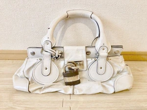 Bolso de Mano Chloe Paddington Cuero Blanco Plata Edición Limitada Raro de Japón - Imagen 1 de 12