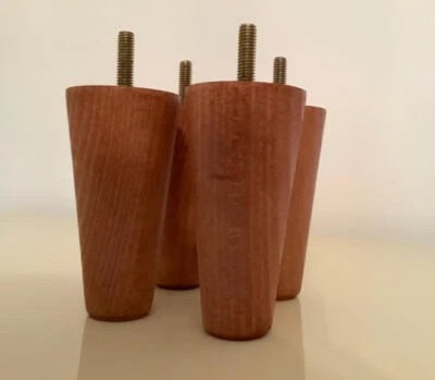 4x new teak gloss legs feet for uk furniture chair, sofa, table, bed good price