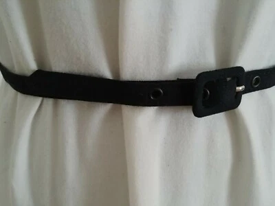 Women Black Canvas Waistband Black Thin Fashion Belt Wrap Dress Chain Buckle Art - Image 1 of 4