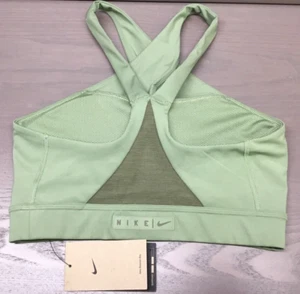 Nike Swoosh Wrap M Support Removable Pad Green Sports Bra - Picture 1 of 9
