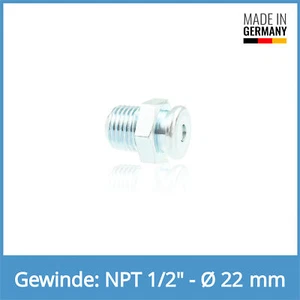 DIN 3404 M22 NPT 1/2" Stahl verzinkt mit Stabventil Flachschmiernippel  - Imagen 1 de 1