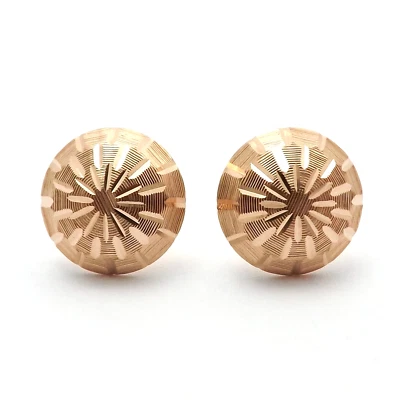 14k Rose Gold Ball Hardwear Earrings 12mm Half Sphere Milor Italy - Image 1 of 4