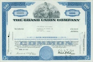 The Grand Union Company 100 Aktien Stammaktien 1969 Aktienzertifikat - Bild 1 von 2