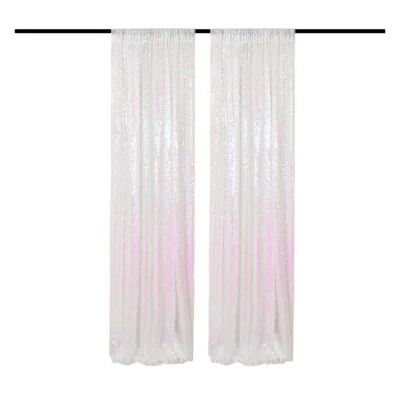 Cortinas de fondo de lentejuelas blancas iridiscentes 2 paneles 2 pies x 8 pies para decoración de fiestas Foto 1 de 4