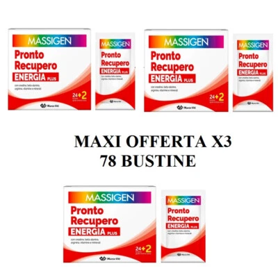 X3 MASSIGEN PRONTO RECUPERO ENERGIA PLUS PROMO 72 BUSTINE GUSTO ARANCIA ROSSA