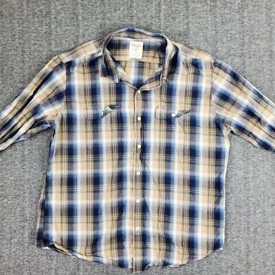 Рубашка мужская Fossil 54 размер XL клетчатая с длинным рукавом хлопок классический крой повседневная вестерн  - Изображение 1 из 4