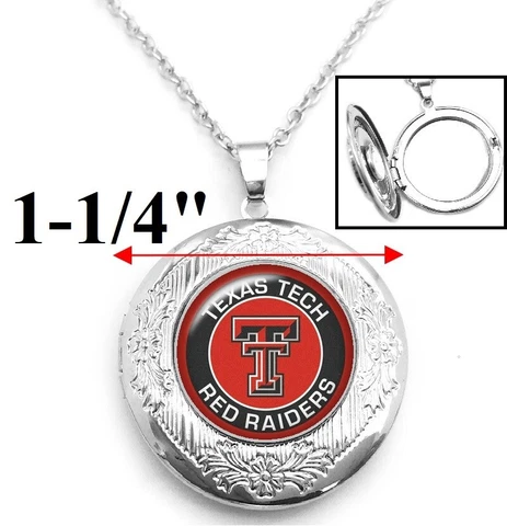 Texas Tech Red Raiders Women Sterling Silver Link Chain Necklace Locket D16 Cover