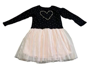 Sonoma Girls Black and Pink Rhinestone Heart Dress Sz 6 Valentines Thule Bottom - Picture 1 of 3