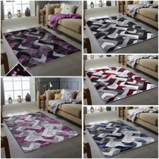  MODERN RUG HEAVY SOFT  LARGE LIVING ROOM FLOOR CARPET BLACK GREY BLUE RED RUGS