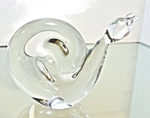 Art Glass Snail Paperweight Clear Handmade Crystal 4" Tall 5" Long - Picture 1 of 9