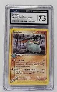Tarjeta de Pokémon Donphan 17/109 EX Rubí y Zafiro 2003 clasificada CGC casi como nueva 7,5 - Imagen 1 de 5
