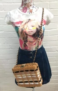 Topshop Stroh Weidetasche Kette natürlich gewebt Boho Festival Vintage Box Style - Bild 1 von 8