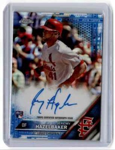 2016 Topps Chrome Blue Refractor Autograph Jeremy Hazelbaker RC Auto 034/150 St.
