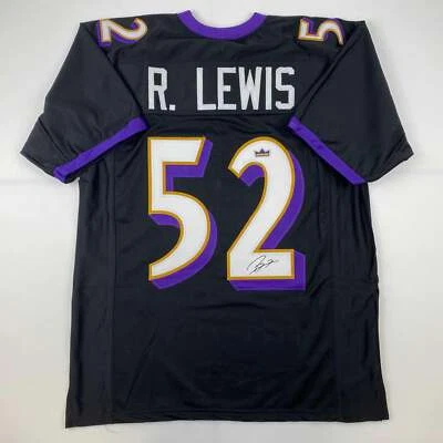 Camiseta deportiva facsímil autografiada Ray Lewis Baltimore negra reimpresión talla XL para hombre Foto 1 de 4