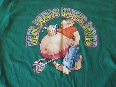 Camiseta Russell Beer Builds Better Body Vintage Años 70 1978 Verde M Puntada Única Foto 1 de 4
