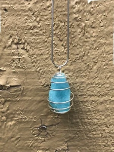 Aqua Aura Quarz Kristall Anhänger - Silber Kette NEU Engel Aura Halskette - Bild 1 von 2