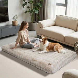 M-4XL Ultra Plush Faux Fur Orthopedic Foam Deluxe Mattress Dog Bed Quilted Cover - Picture 1 of 20