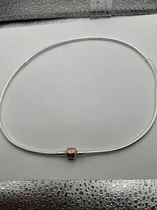 Pandora Snake Silver Chain Necklace rose gold clasp ALE 925 #590703HV 45cm - Picture 1 of 3