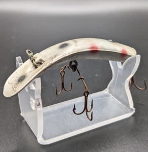 Helin FlatFish Fishing Lure #U20 White w/ Black and Red Dots - Picture 1 of 7